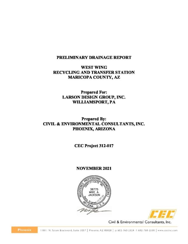 10. Drainage Report - Westwing Recycling & Transfer Facility